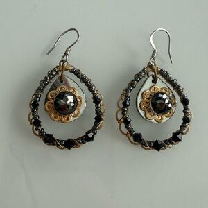 Vintage Liztech Black and Gold Earrings